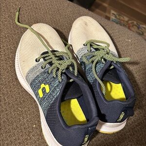 Navy and Cream Athletic Shoes with Lime Accents